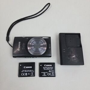 Canon PowerShot ELPH 160 Digital Camera Black Tested w/ 2 Batteries + Charger